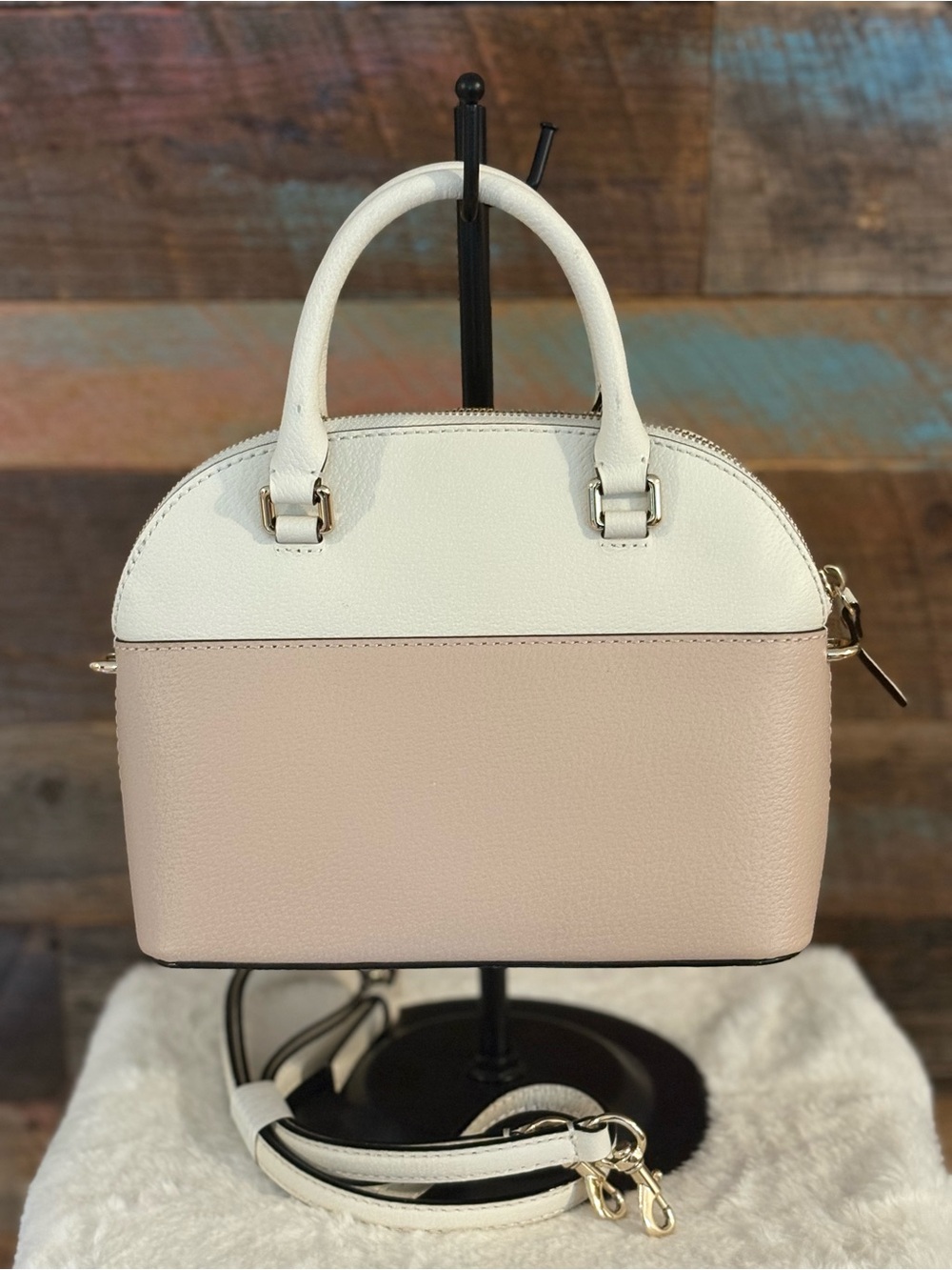 kate spade Two-Tone Dome Satchel - Cream & Light Pink - Picture 4 of 6